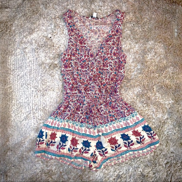 AMERICAN EAGLE OUTFITTERS Floral Summer Romper - Picture 1 of 7